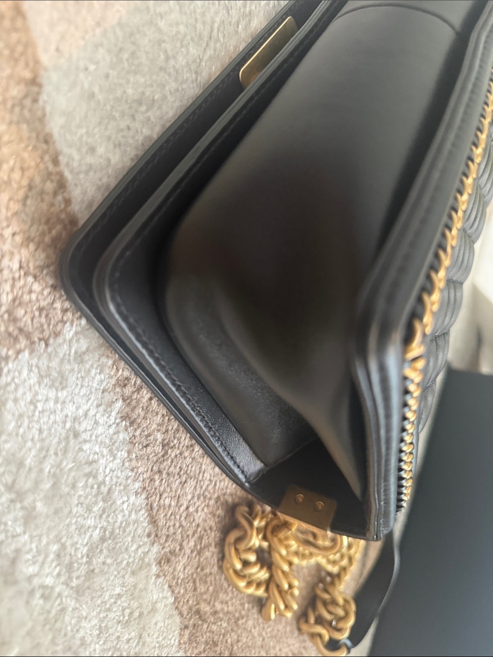CHANEL Black Quilted Leather Crossbody with Gold Hardware Medium - Picture 12 of 12